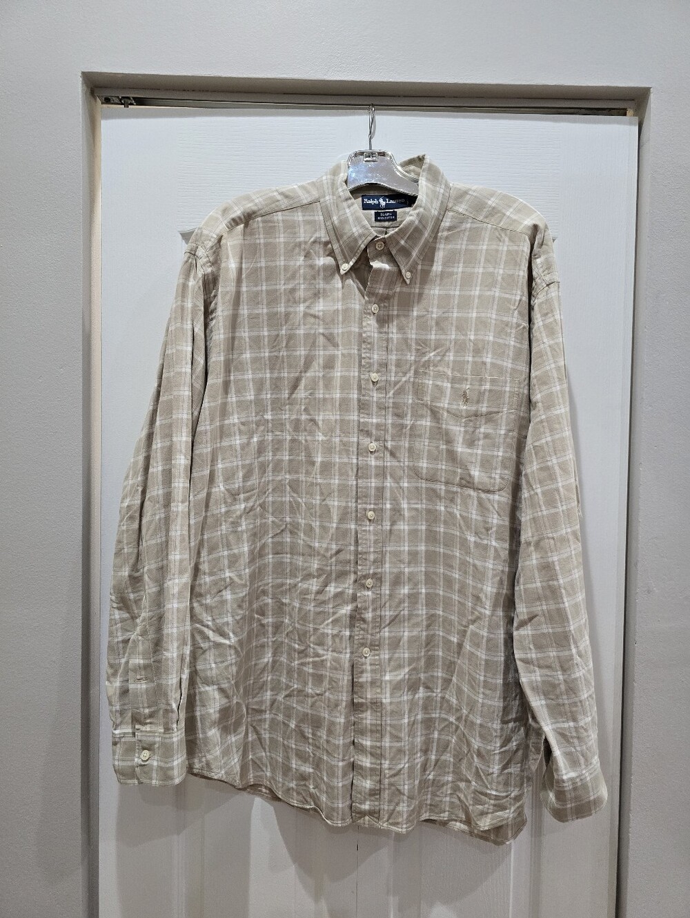 Ralph Lauren Blaire Men's XL Tan Plaid Cotton Button Down Long Sleeve Shirt